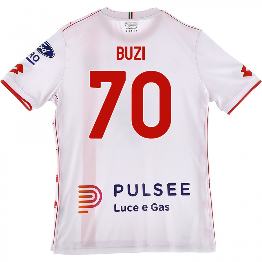 Homem Camisola Luis Buzi #70 Branco Vermelho Alternativa 2024/25 Camisa