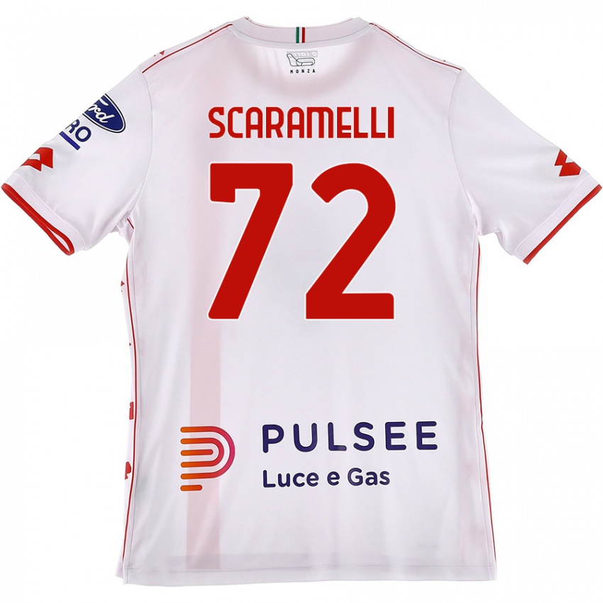 Homem Camisola Endris Scaramelli #72 Branco Vermelho Alternativa 2024/25 Camisa