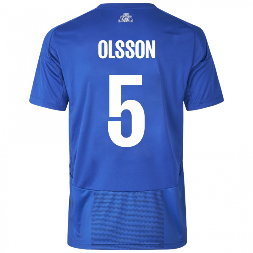 Homem Camisola Cornelius Olsson #5 Azul Branco Alternativa 2024/25 Camisa