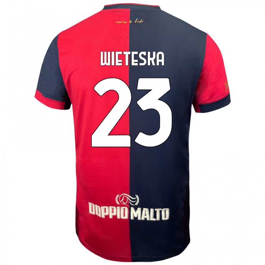 Mulher Camisola Mateusz Wieteska #23 Azul Vermelho Escuro Principal 2024/25 Camisa