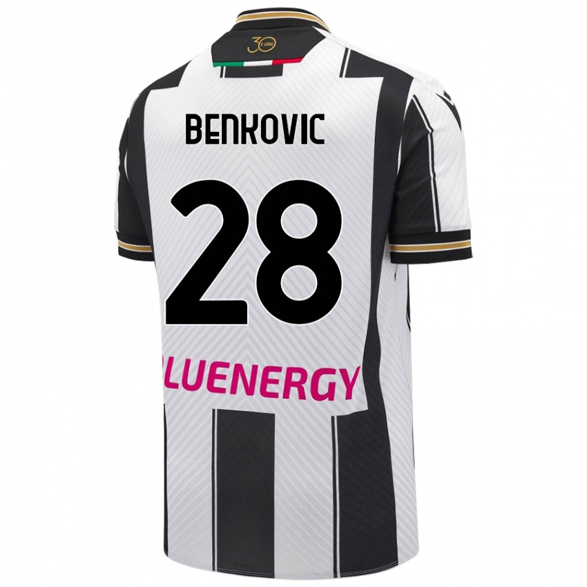 Mulher Camisola Filip Benkovic #28 Preto Branco Principal 2024/25 Camisa