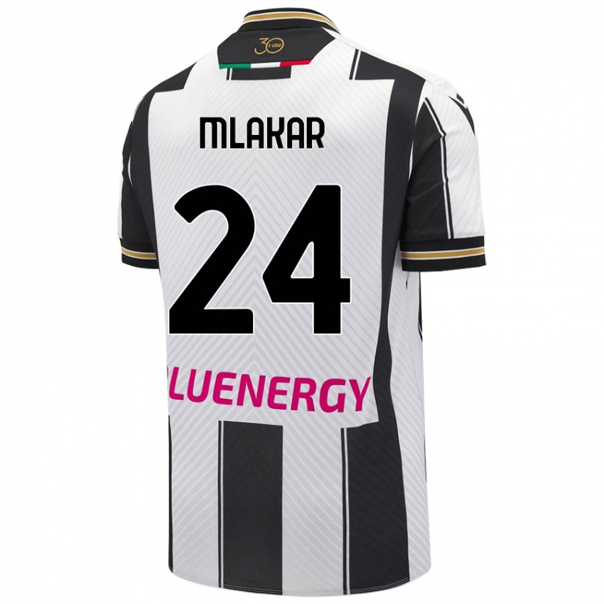 Mulher Camisola Lorenzo Mlakar #24 Preto Branco Principal 2024/25 Camisa