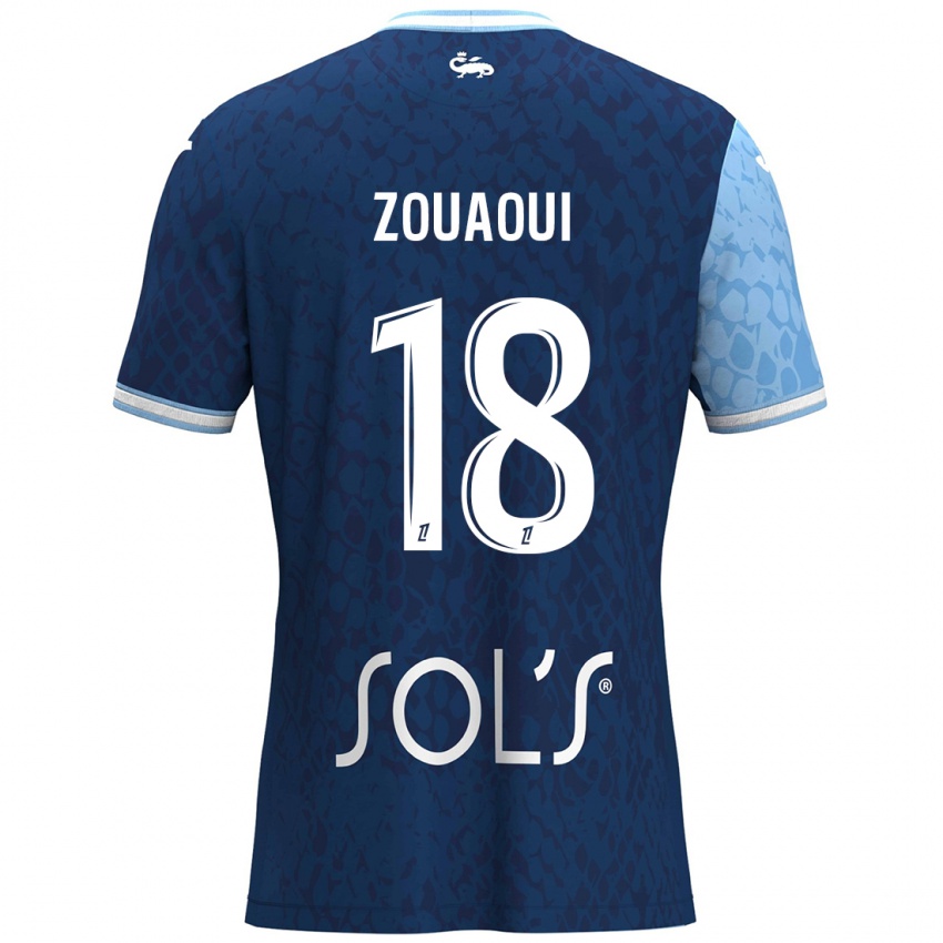 Mulher Camisola Yanis Zouaoui #18 Azul Céu Azul Escuro Principal 2024/25 Camisa