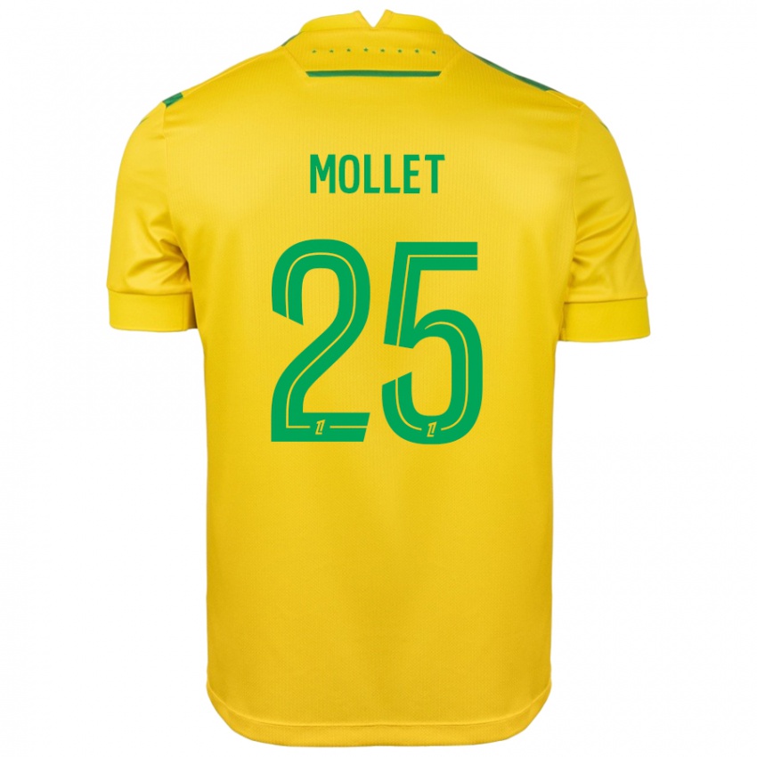 Mulher Camisola Florent Mollet #25 Verde Amarelo Principal 2024/25 Camisa