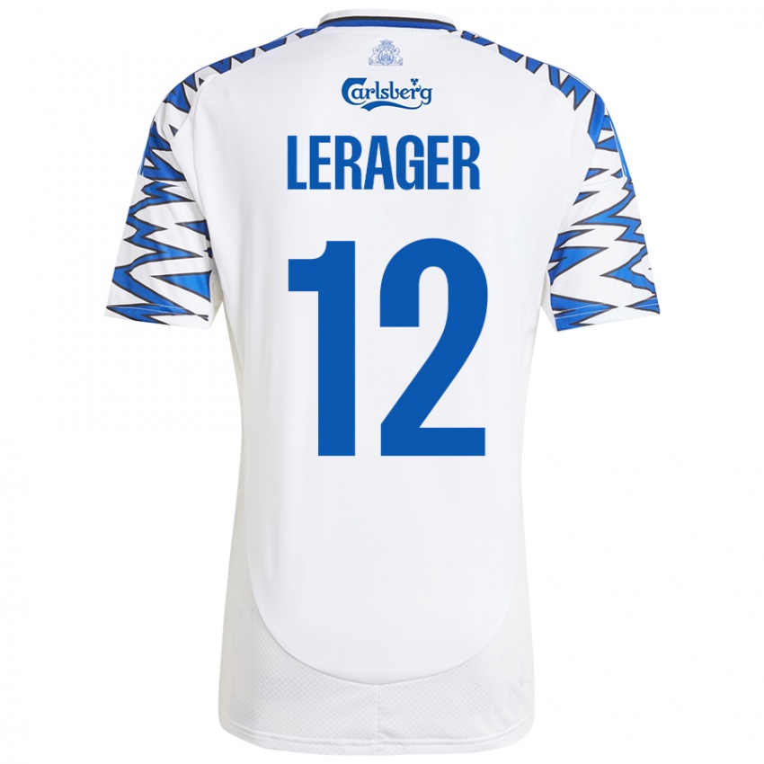 Mulher Camisola Lukas Lerager #12 Céu Branco Azul Principal 2024/25 Camisa