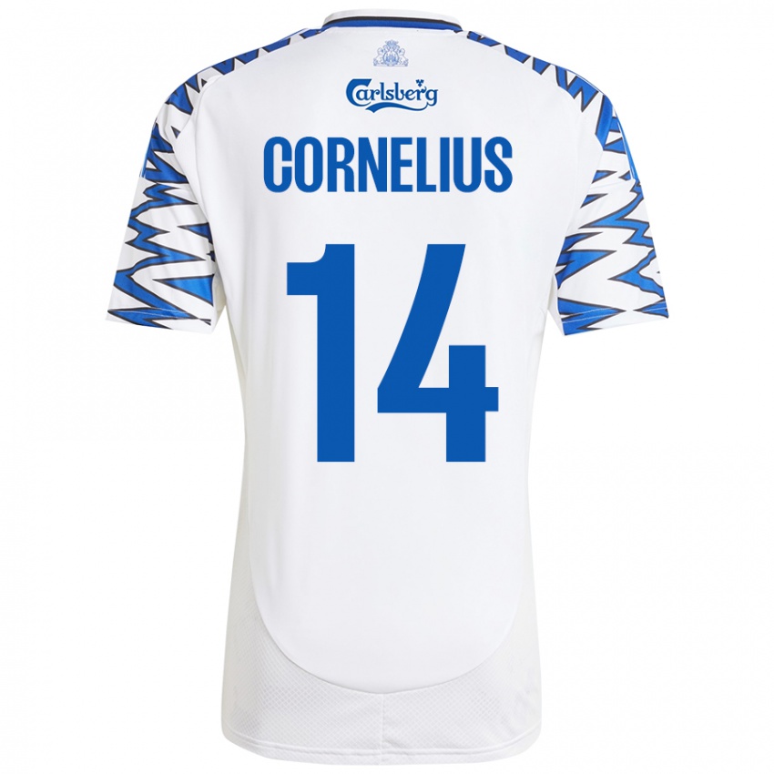 Mulher Camisola Andreas Cornelius #14 Céu Branco Azul Principal 2024/25 Camisa