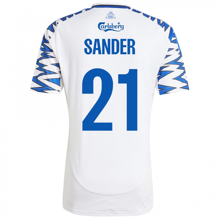 Mulher Camisola Theo Sander #21 Céu Branco Azul Principal 2024/25 Camisa