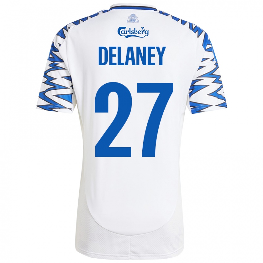 Mulher Camisola Thomas Delaney #27 Céu Branco Azul Principal 2024/25 Camisa