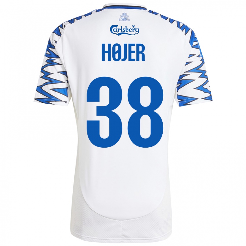 Mulher Camisola Oliver Højer #38 Céu Branco Azul Principal 2024/25 Camisa