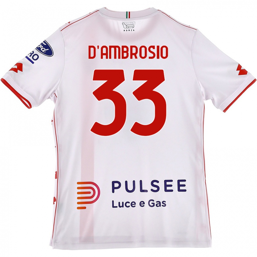 Mulher Camisola Danilo D'ambrosio #33 Branco Vermelho Alternativa 2024/25 Camisa