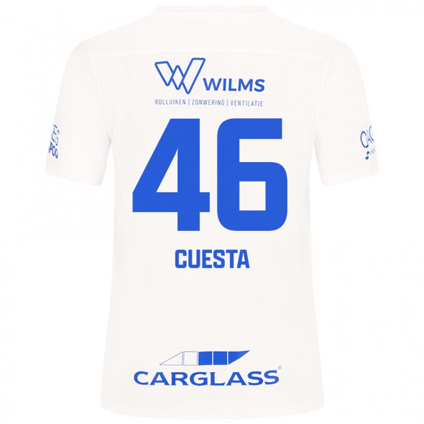 Mulher Camisola Carlos Cuesta #46 Branco Alternativa 2024/25 Camisa