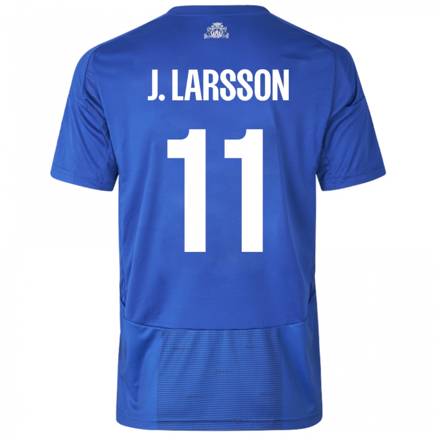 Mulher Camisola Jordan Larsson #11 Azul Branco Alternativa 2024/25 Camisa