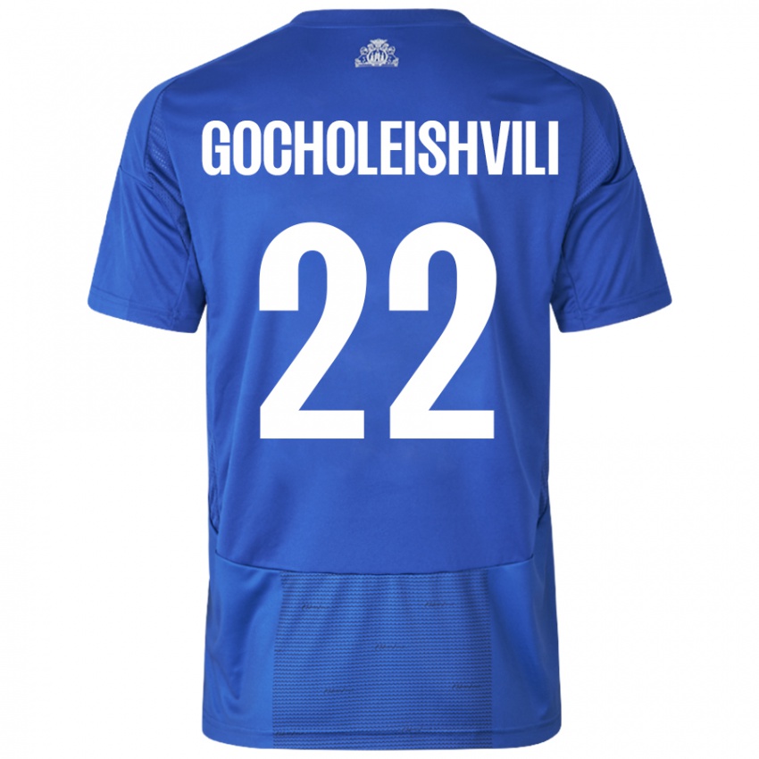 Mulher Camisola Giorgi Gocholeishvili #22 Azul Branco Alternativa 2024/25 Camisa