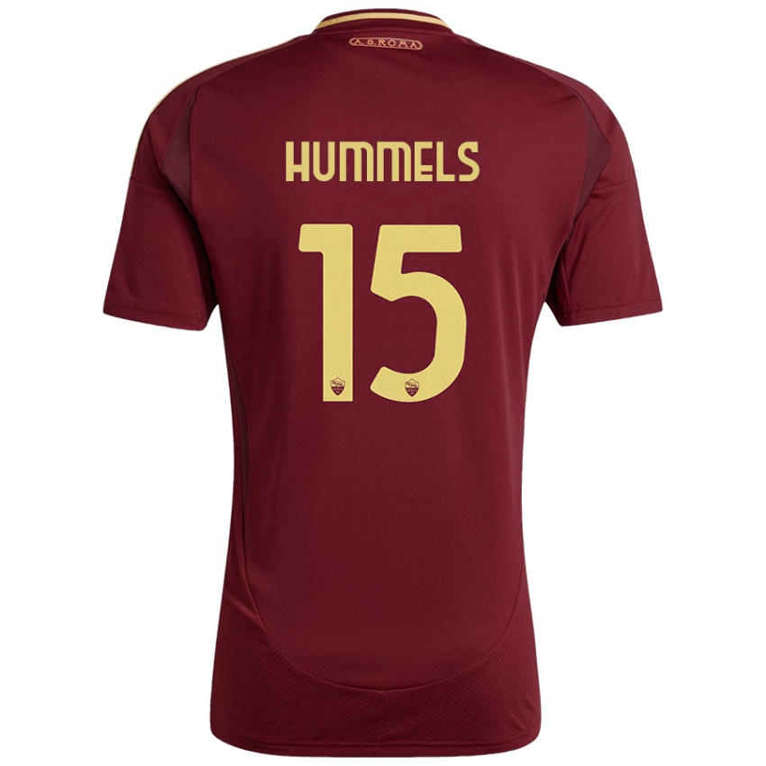 Criança Camisola Mats Hummels #15 Ouro Castanho Vermelho Principal 2024/25 Camisa