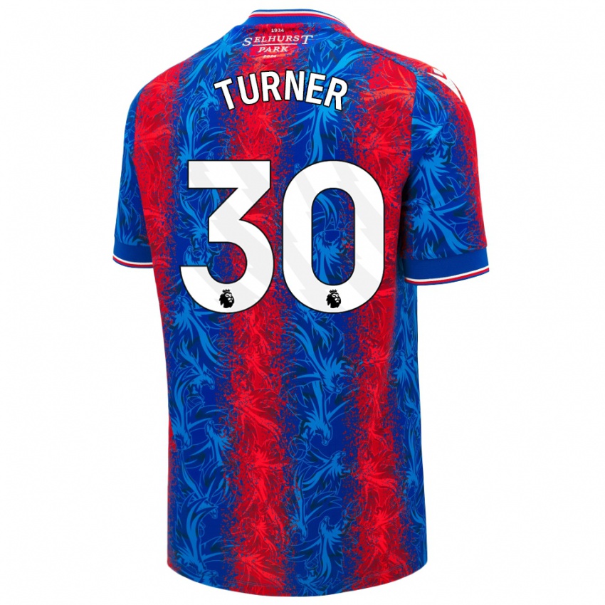 Criança Camisola Matt Turner #30 Listras Azul Vermelha Principal 2024/25 Camisa