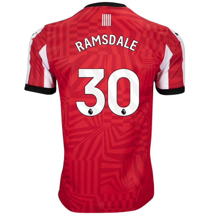 Homem Camisola Aaron Ramsdale #30 Vermelho Branco Principal 2024/25 Camisa