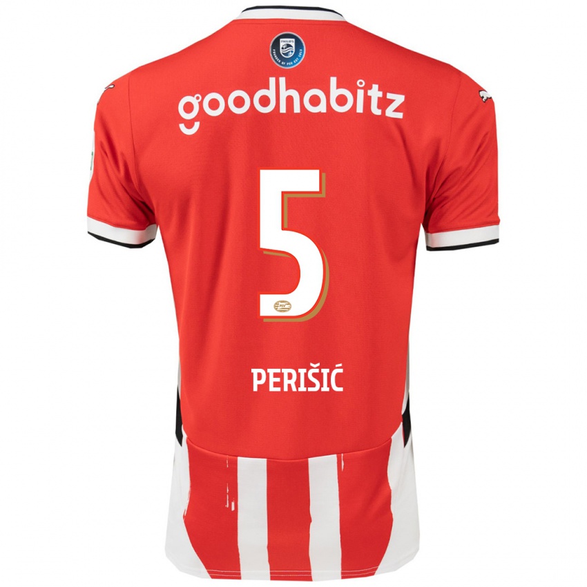 Homem Camisola Ivan Perisic #5 Branco Vermelho Principal 2024/25 Camisa