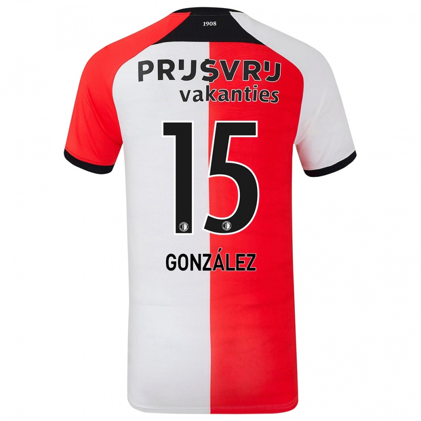 Homem Camisola Facundo González #15 Branco Vermelho Principal 2024/25 Camisa