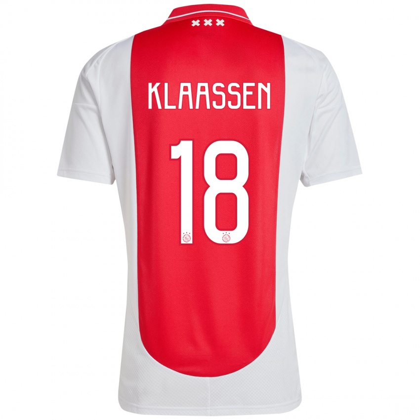 Homem Camisola Davy Klaassen #18 Branco Vermelho Principal 2024/25 Camisa