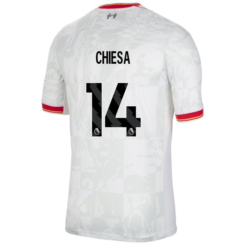 Homem Camisola Federico Chiesa #14 Branco Vermelho Preto Terceiro 2024/25 Camisa