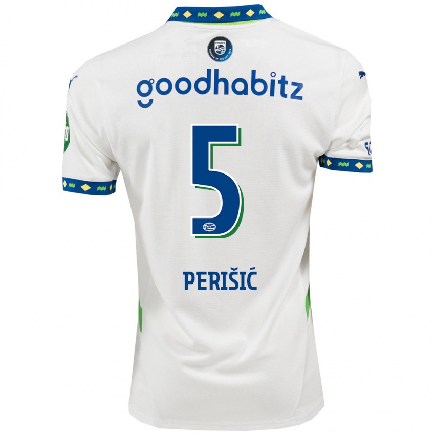 Mulher Camisola Ivan Perisic #5 Branco Azul Escuro Terceiro 2024/25 Camisa