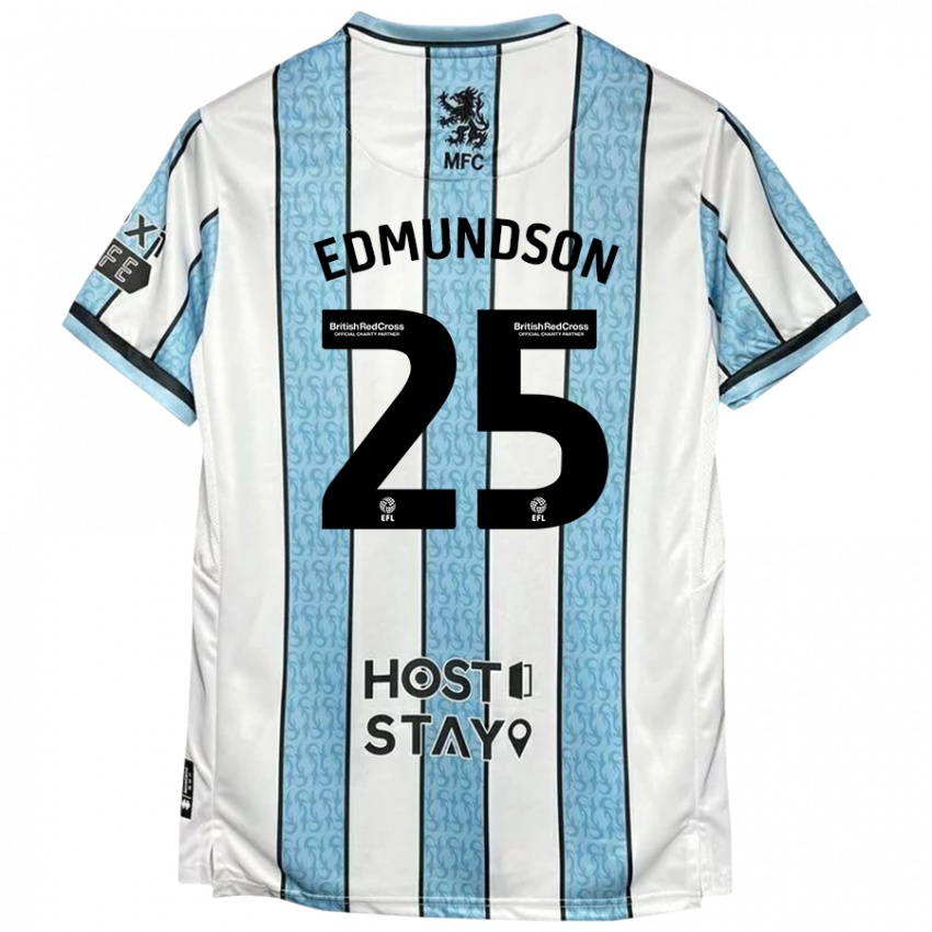 Mulher Camisola George Edmundson #25 Azul Branco Alternativa 2024/25 Camisa