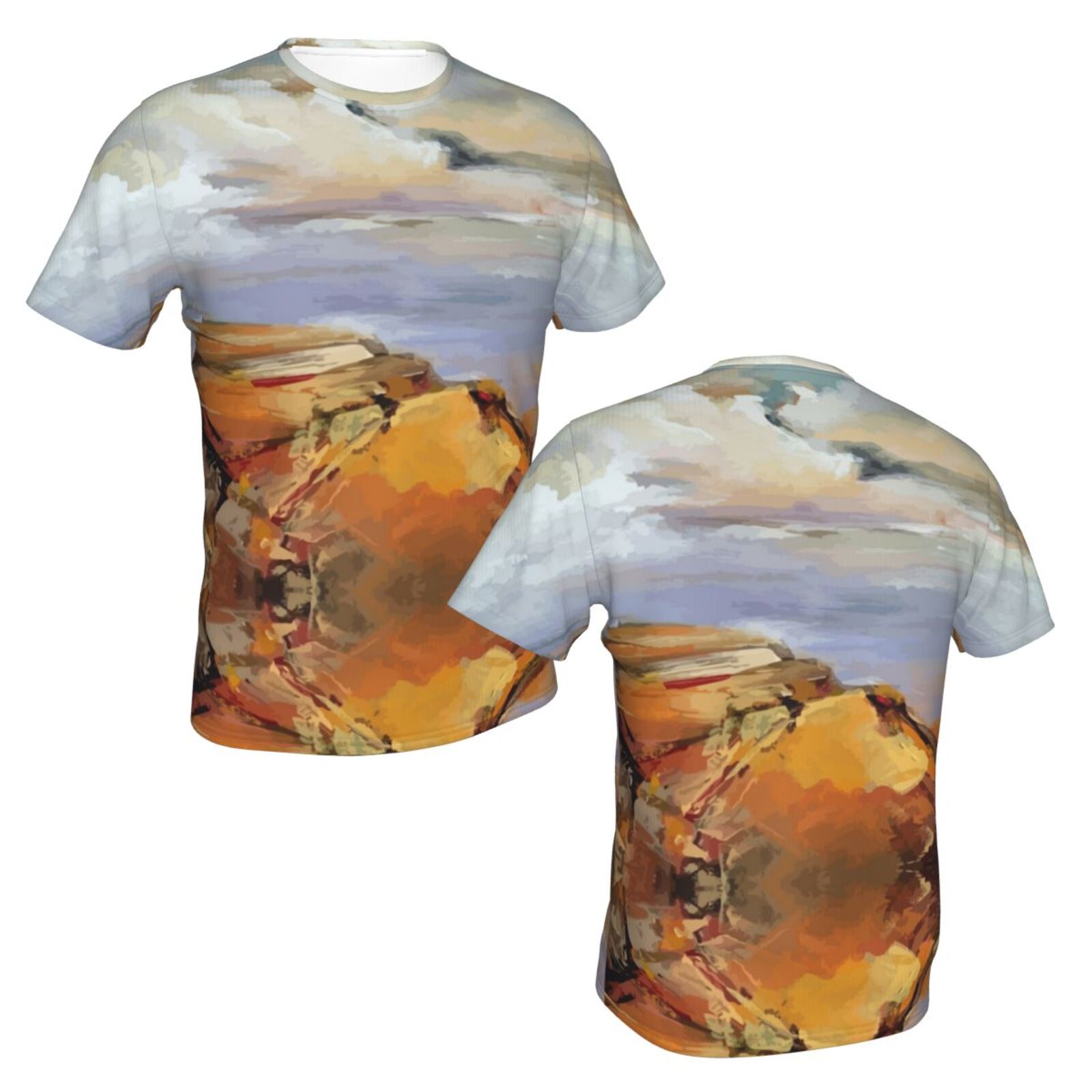 Camiseta Clássica Com Rochas Amarelas Pintando Elementos