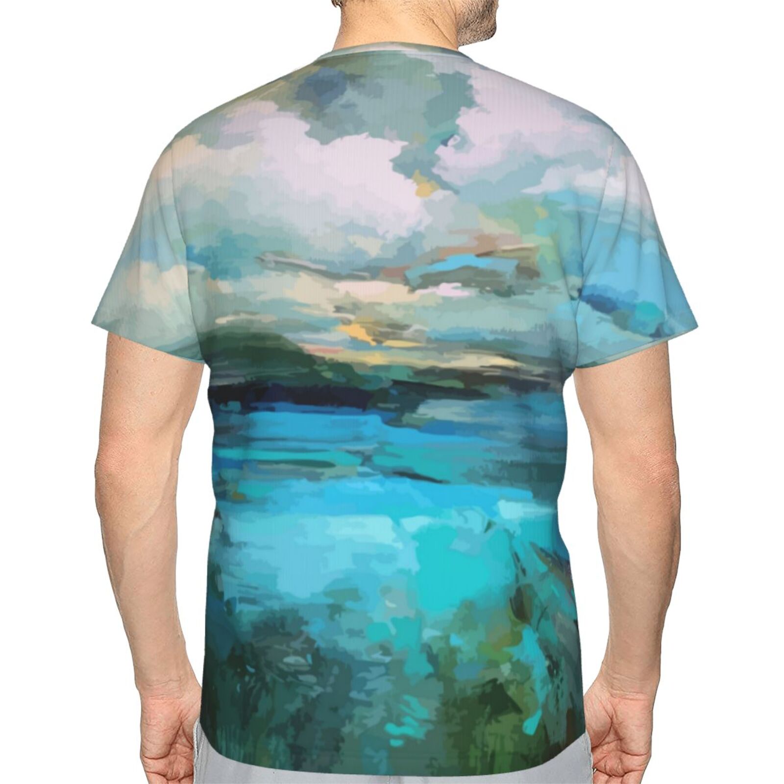 Camiseta Clássica Nuvens Sobre O Lago Da Pintura Dos Elementos