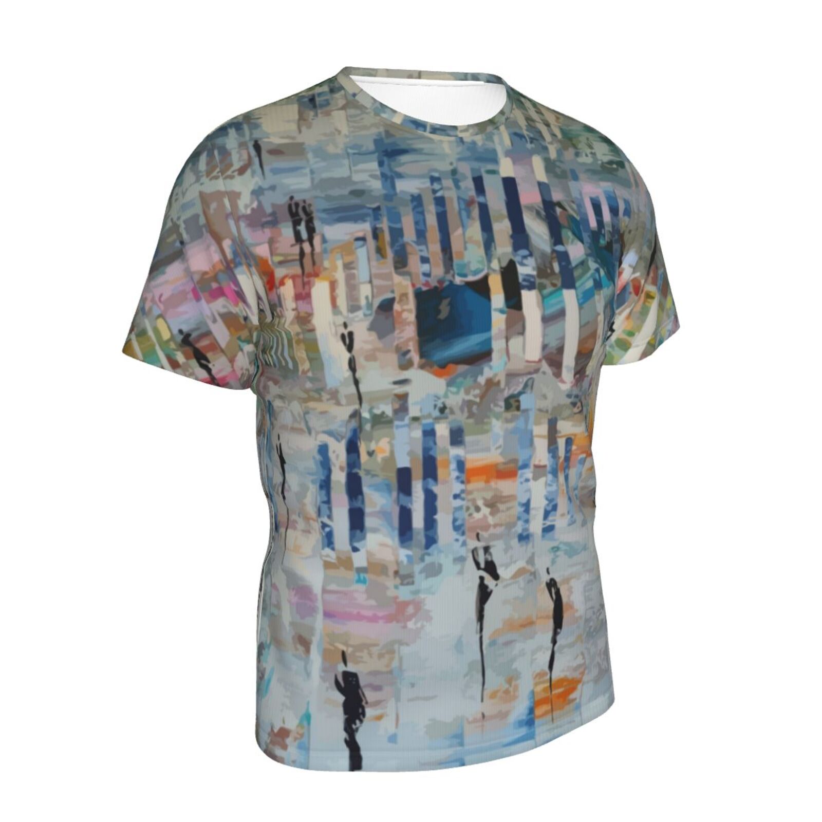 Camiseta Clássica Caminhe Em Um Mundo Abstrato De Pintura Com Elementos