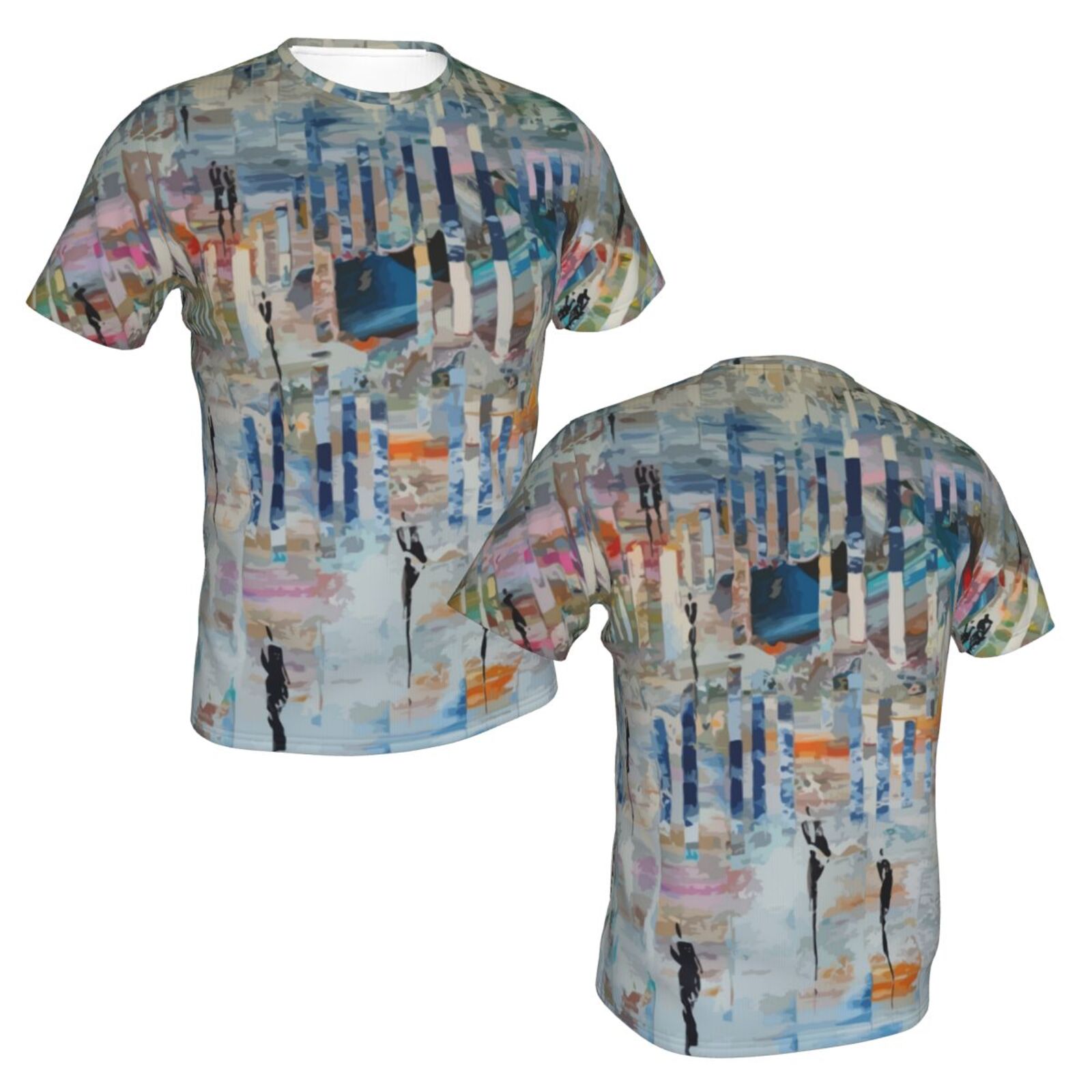 Camiseta Clássica Caminhe Em Um Mundo Abstrato De Pintura Com Elementos