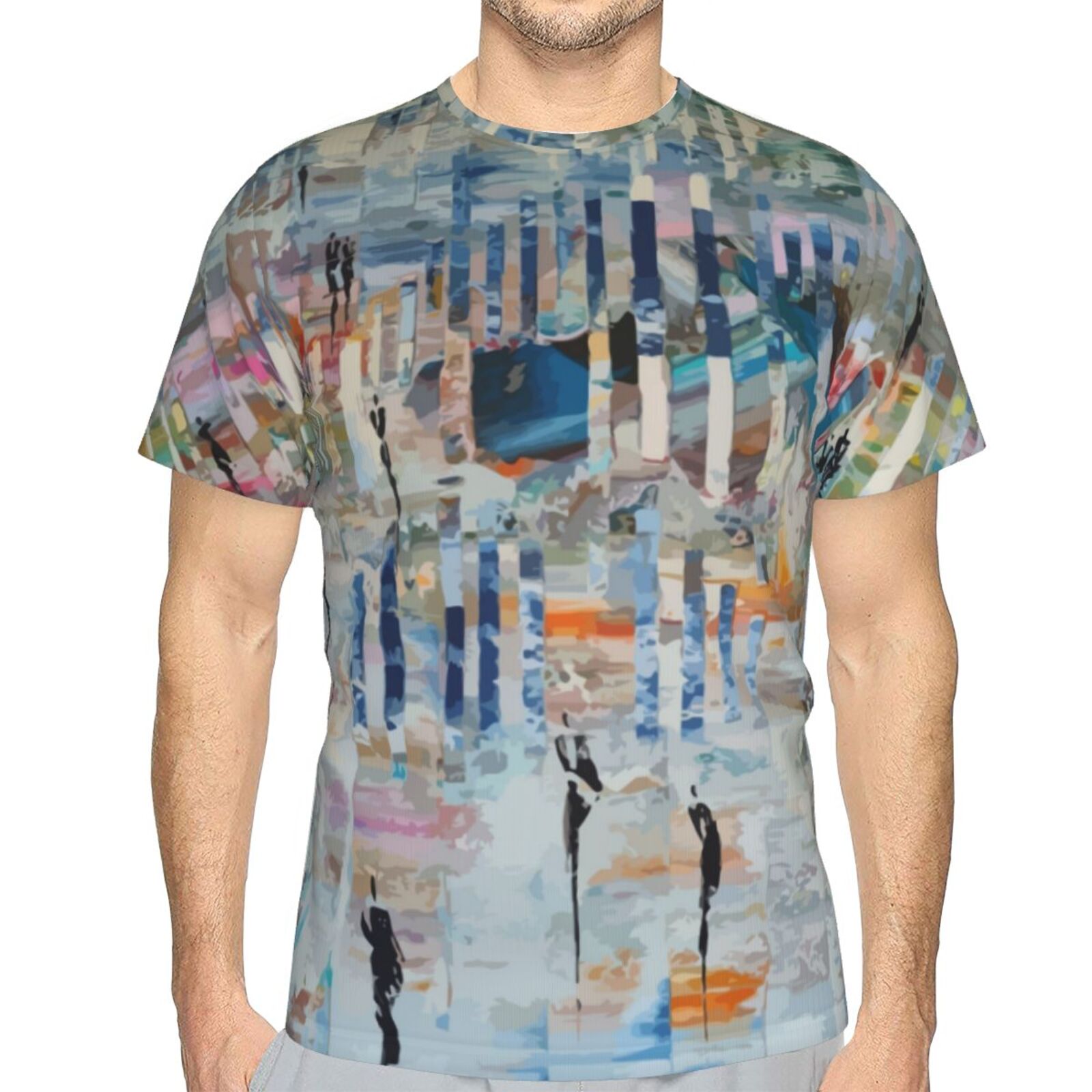 Camiseta Clássica Caminhe Em Um Mundo Abstrato De Pintura Com Elementos