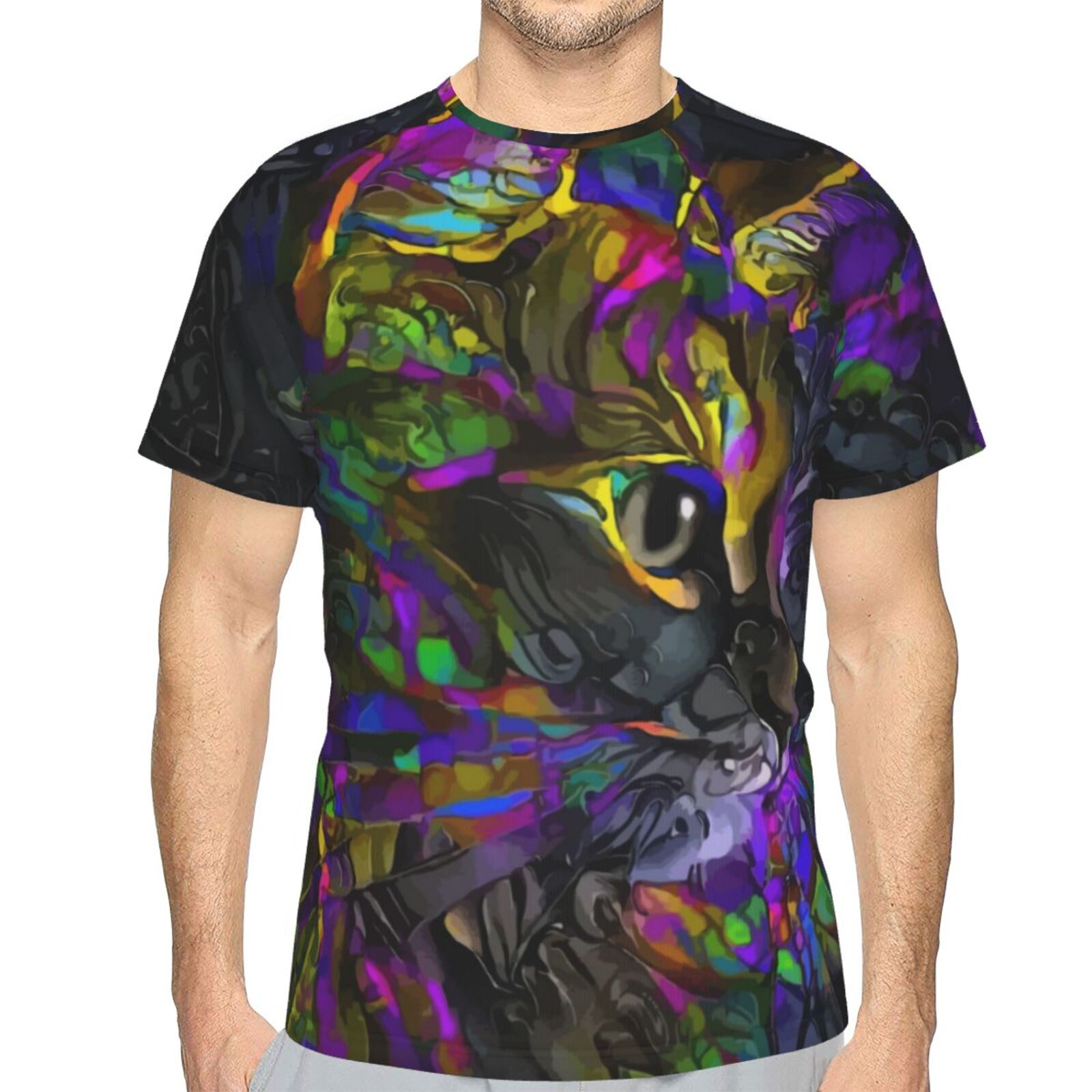 Camiseta Clássica Hanzy Gato Elementos De Mídia Mista