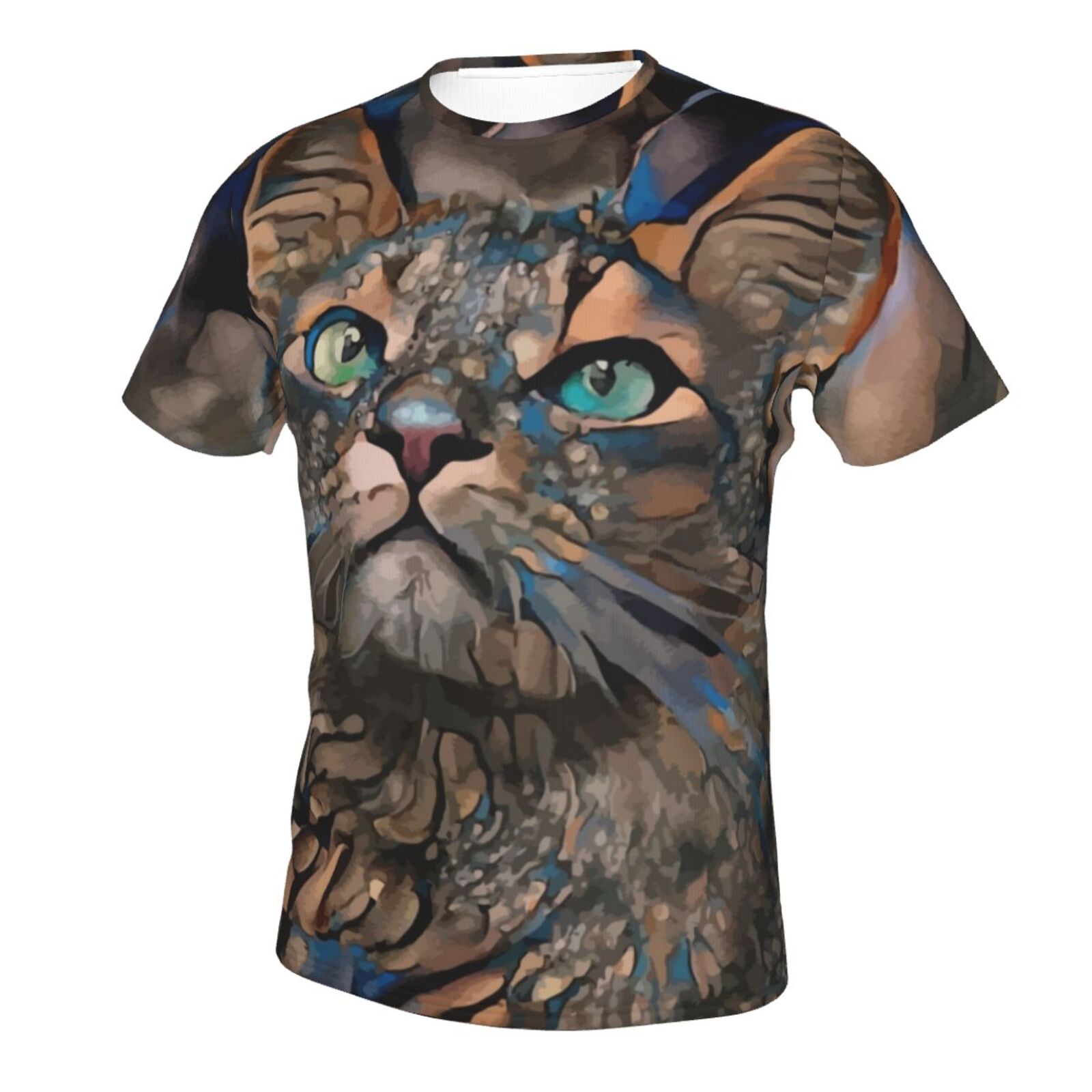 Camiseta Clássica Lindo Gato Elementos De Mídia Mista