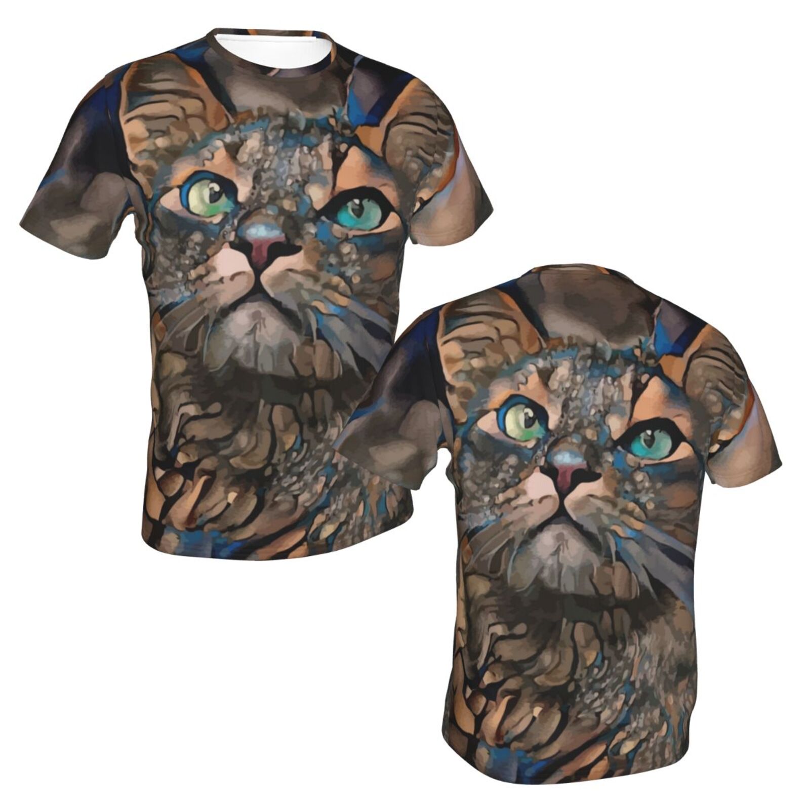 Camiseta Clássica Lindo Gato Elementos De Mídia Mista