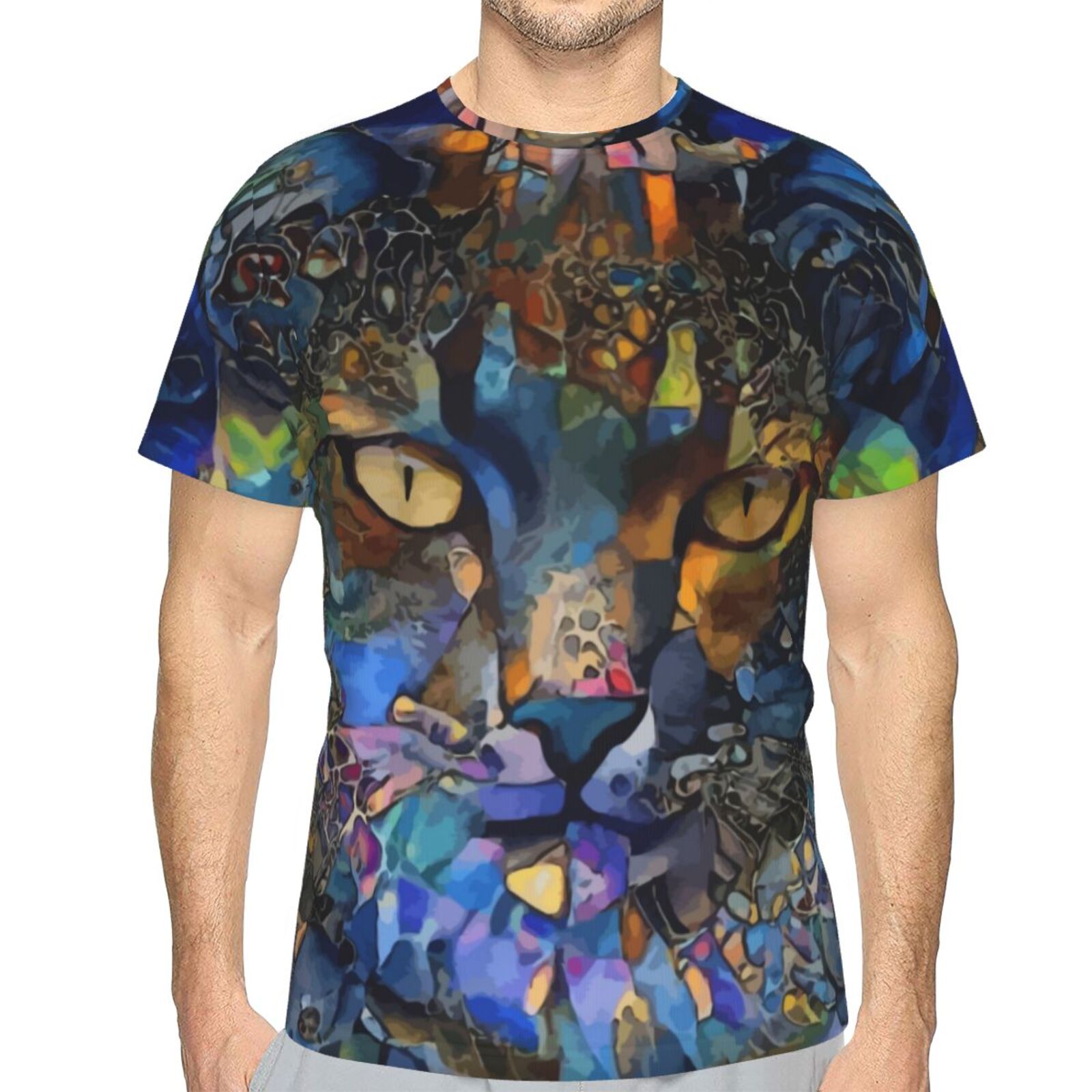 Camiseta Clássica Kanda Gato Elementos De Mídia Mista