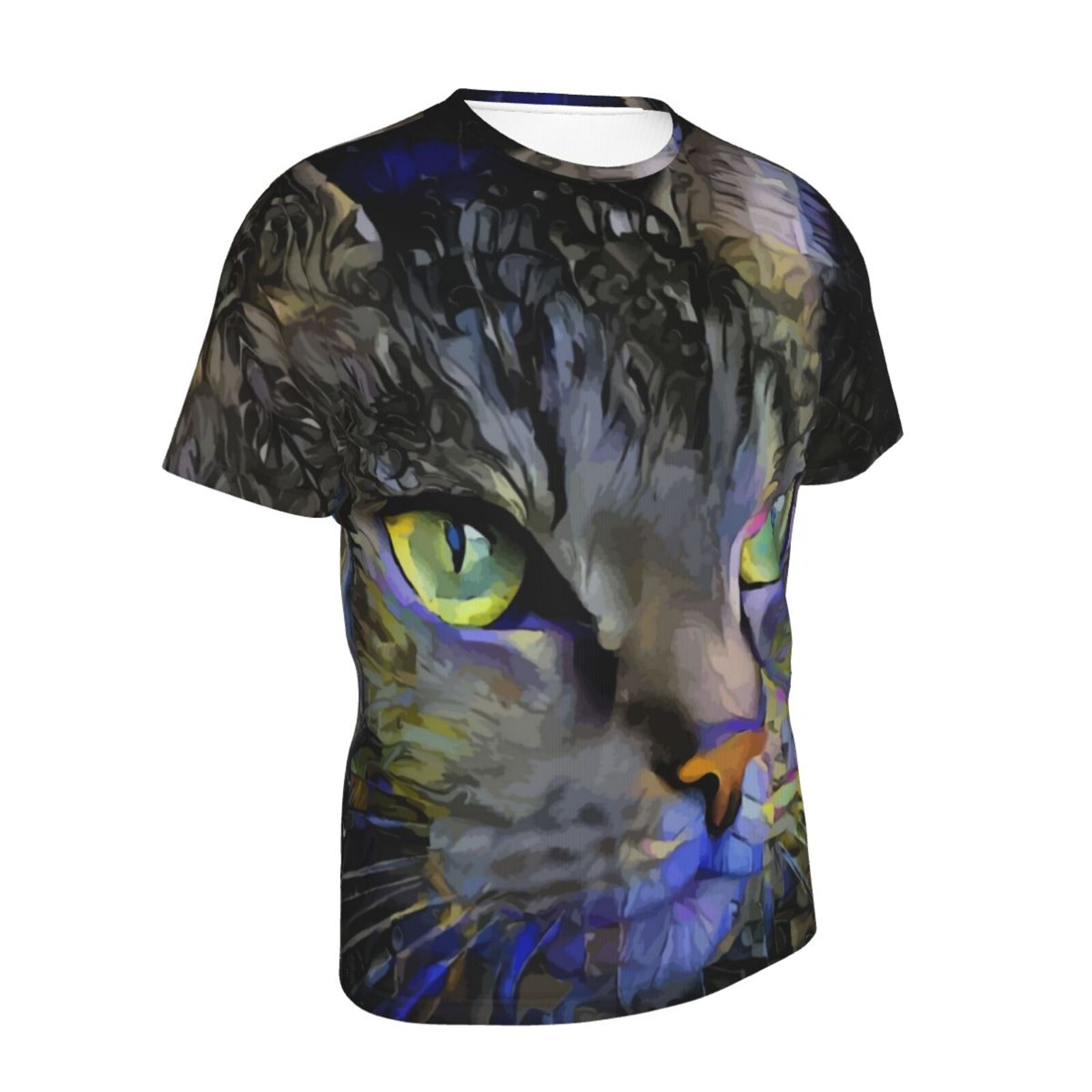 Camiseta Clássica Sadyboy Gato Elementos De Mídia Mista