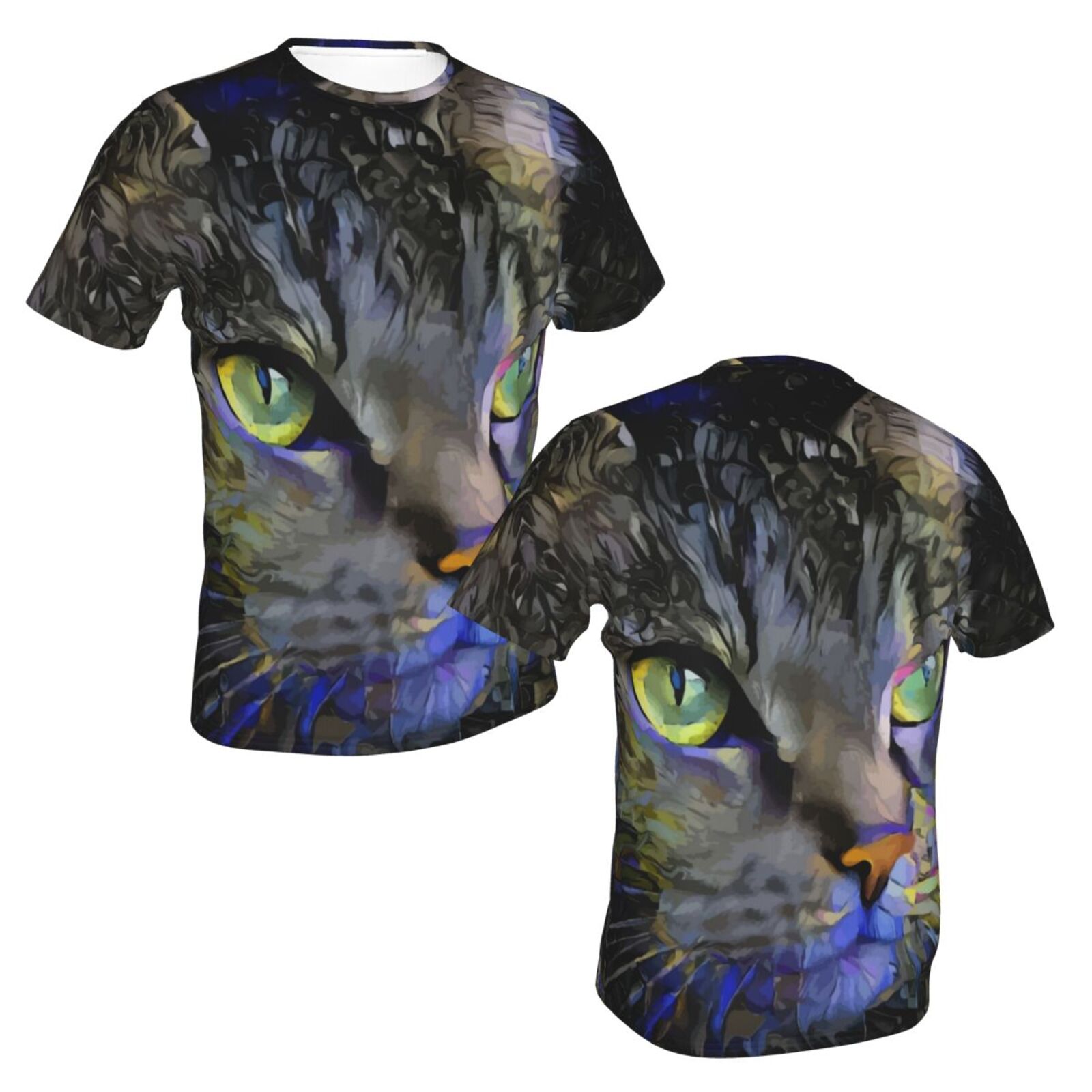 Camiseta Clássica Sadyboy Gato Elementos De Mídia Mista