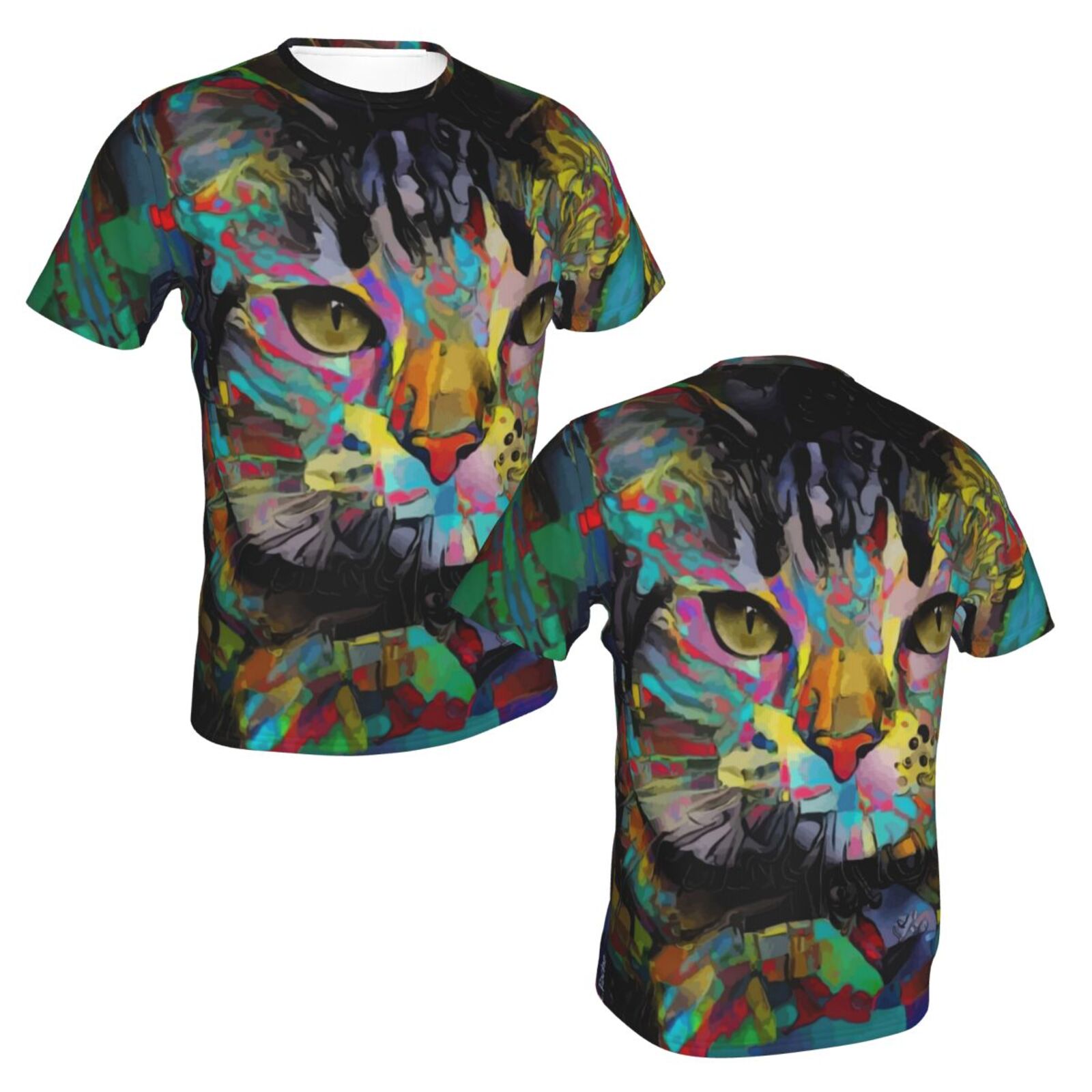 Camiseta Clássica Sadhu Gato Elementos De Mídia Mista