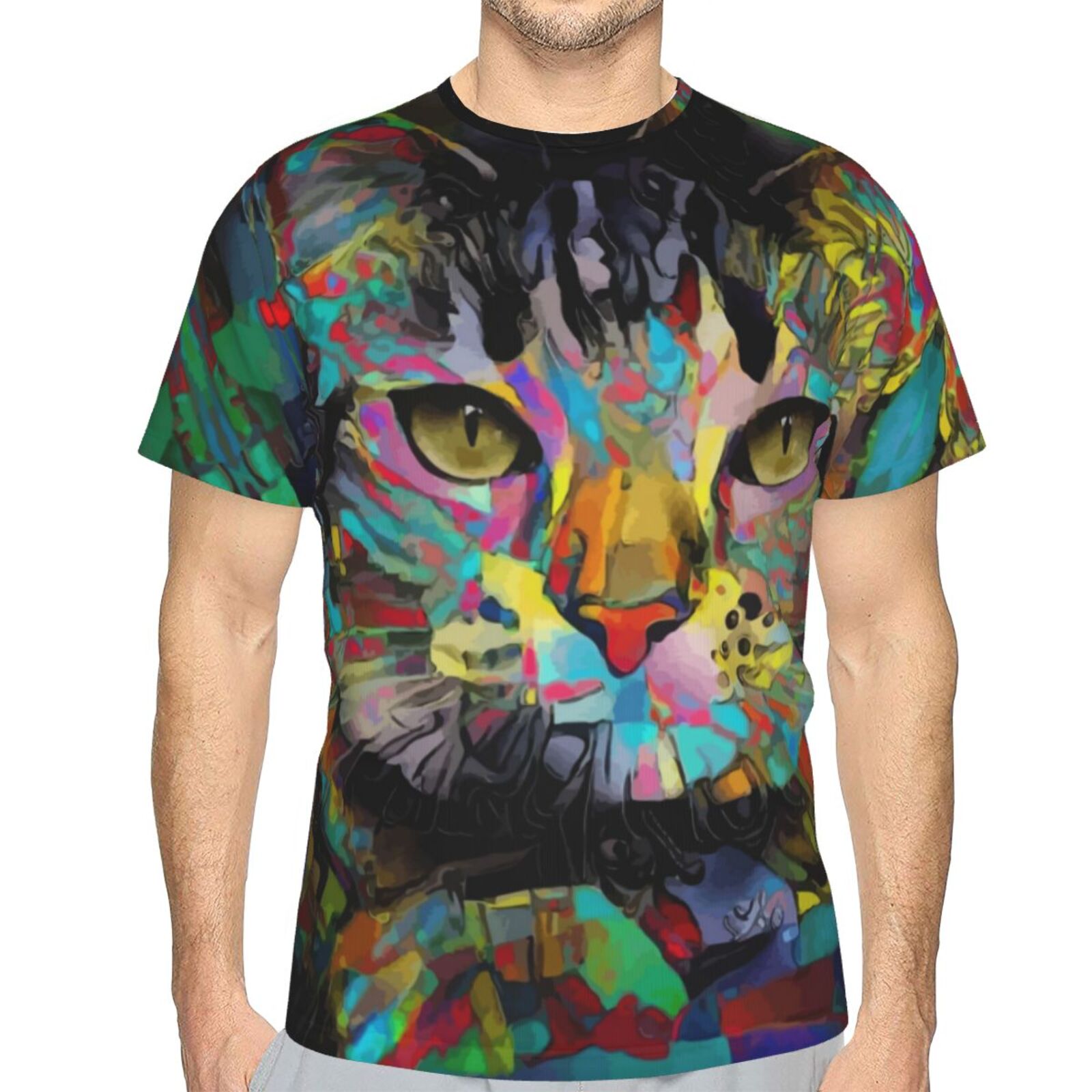 Camiseta Clássica Sadhu Gato Elementos De Mídia Mista