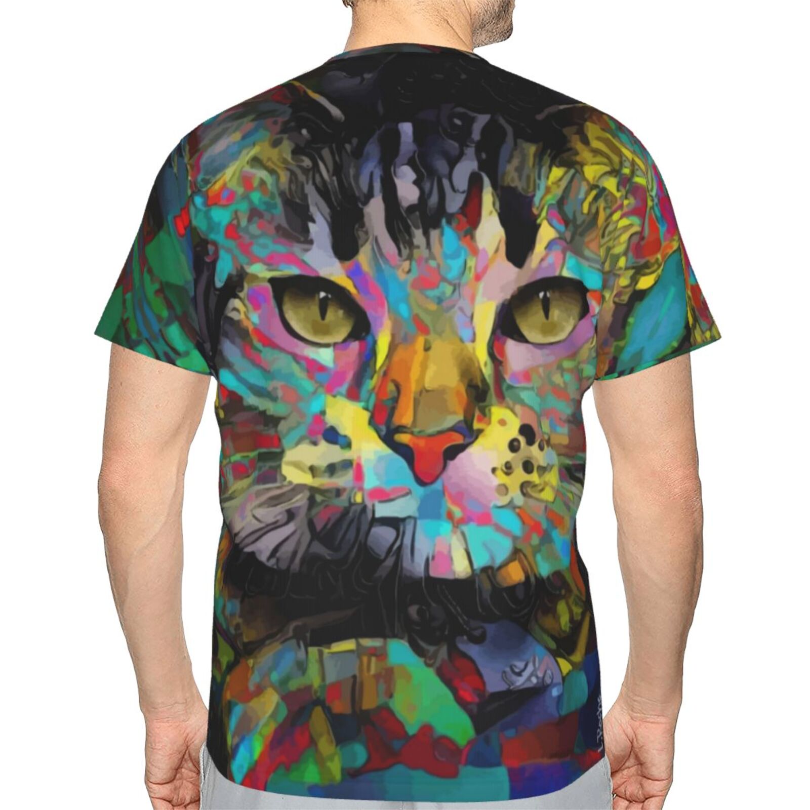 Camiseta Clássica Sadhu Gato Elementos De Mídia Mista