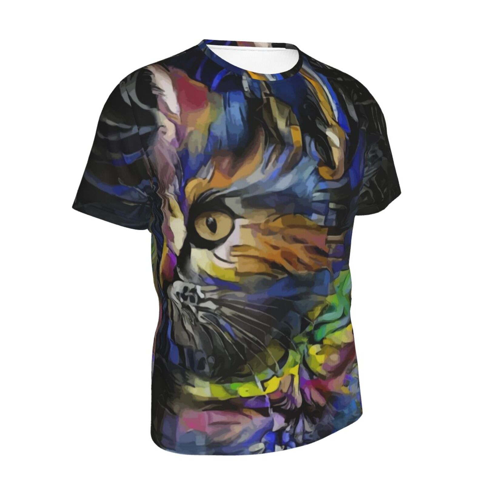 Camiseta Clássica Ogour Gato Elementos De Mídia Mista