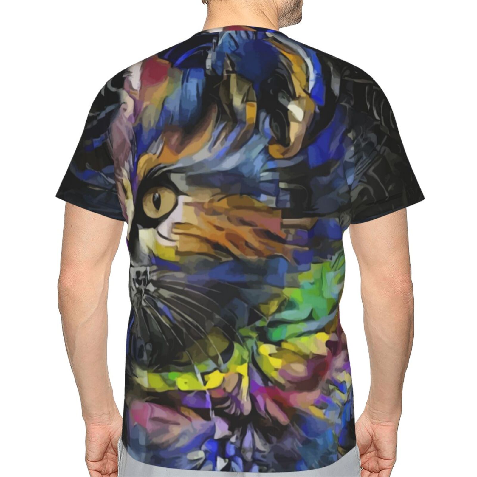 Camiseta Clássica Ogour Gato Elementos De Mídia Mista