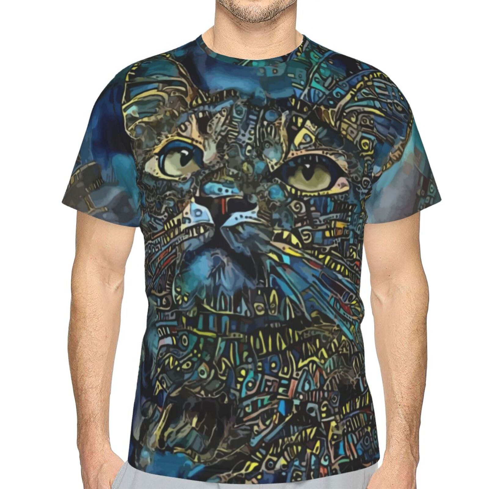 Camiseta Clássica Tzany Gato Elementos De Mídia Mista