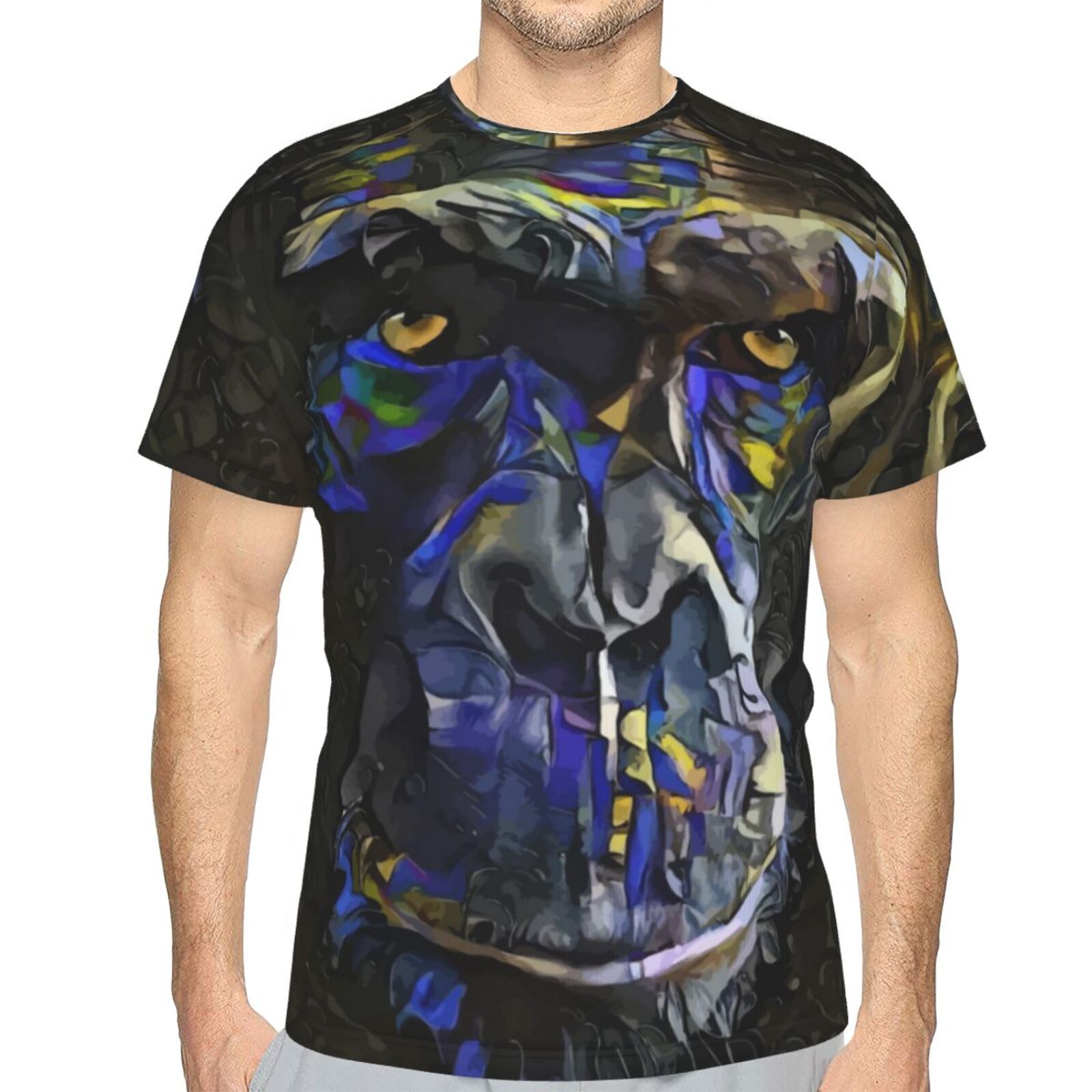 Camiseta Clássica Malcom Blue Monkey Elementos De Mídia Mista