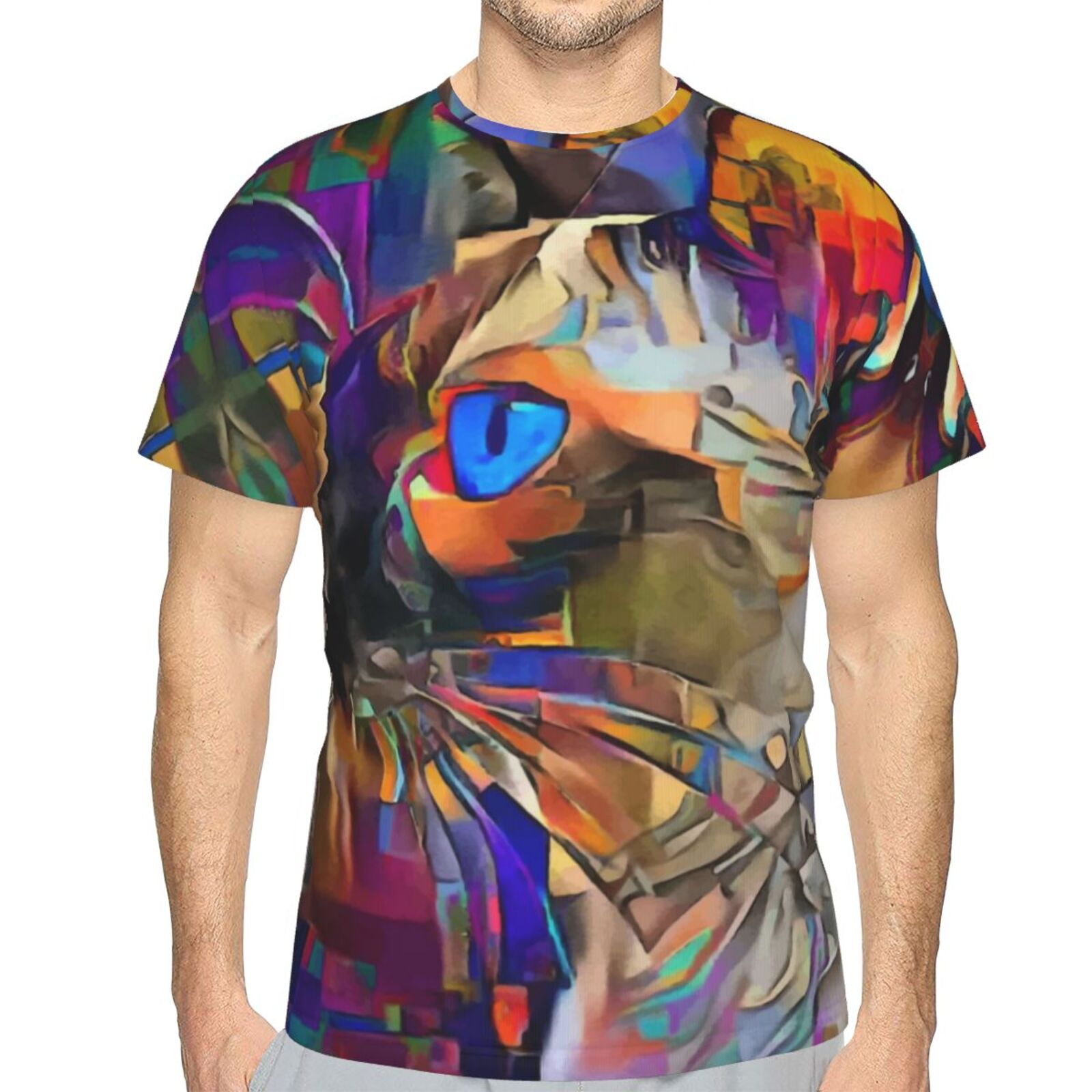 Camiseta Clássica Siam Boy Gato Elementos De Mídia Mista