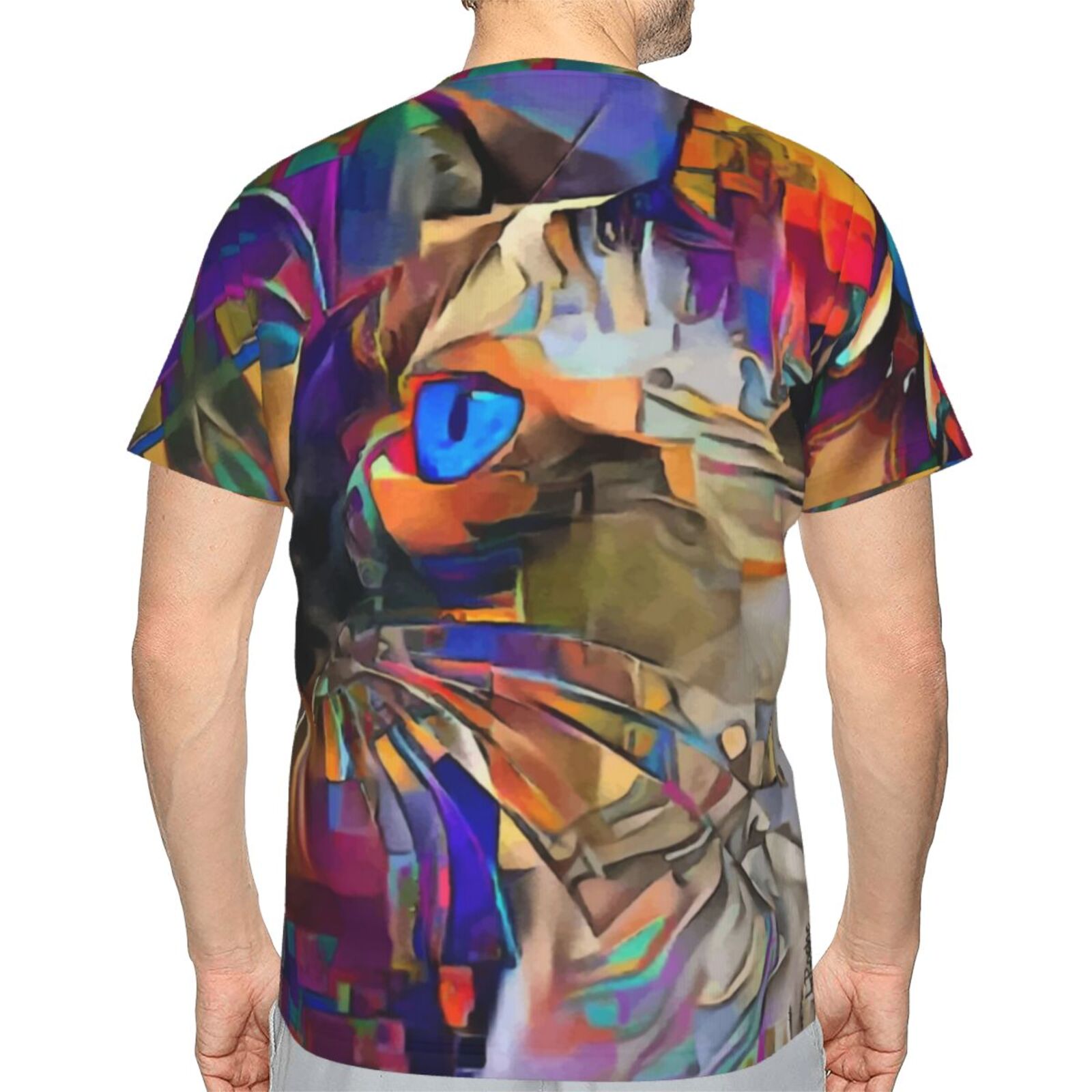 Camiseta Clássica Siam Boy Gato Elementos De Mídia Mista