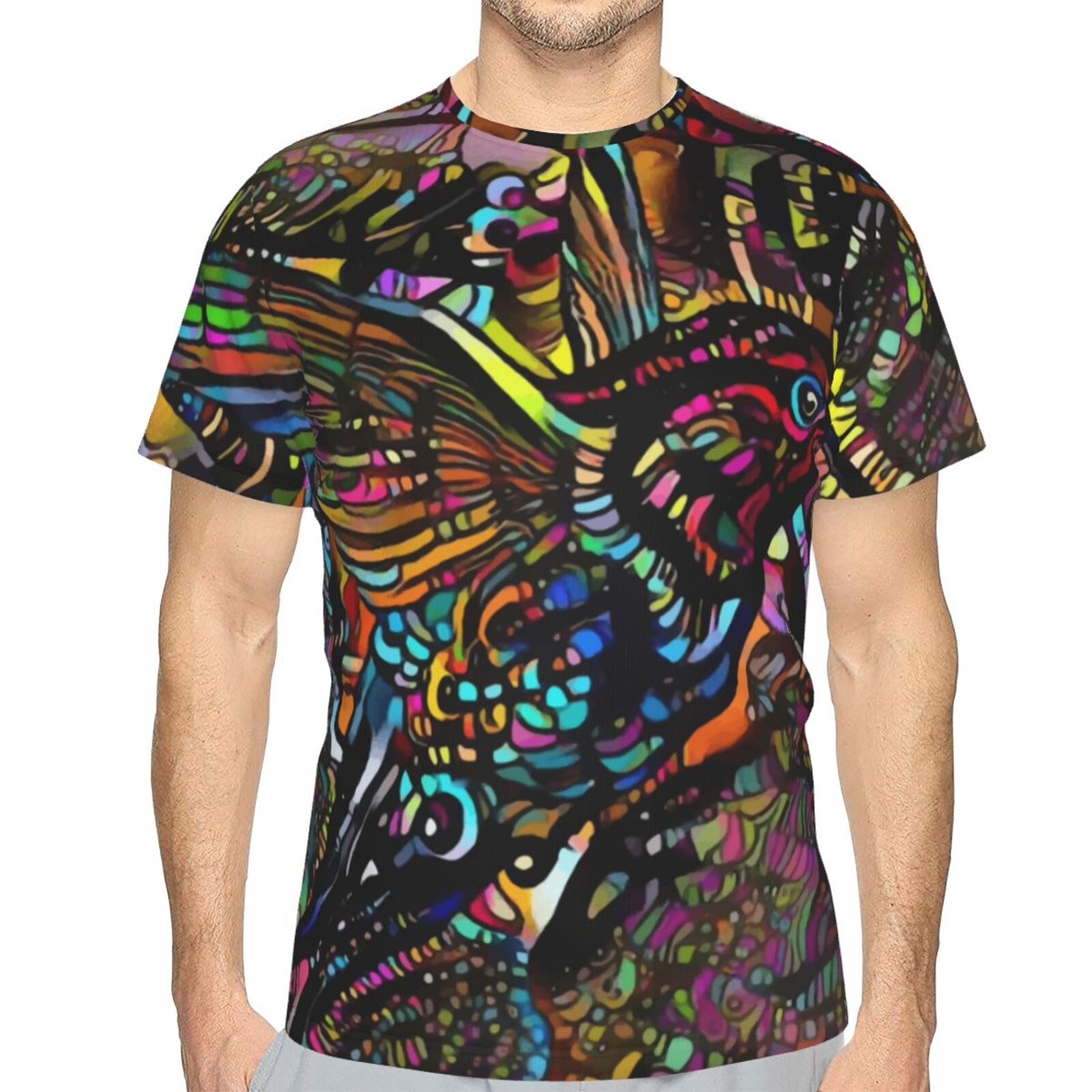 Camiseta Clássica Colibrius Bird Elementos De Mídia Mista