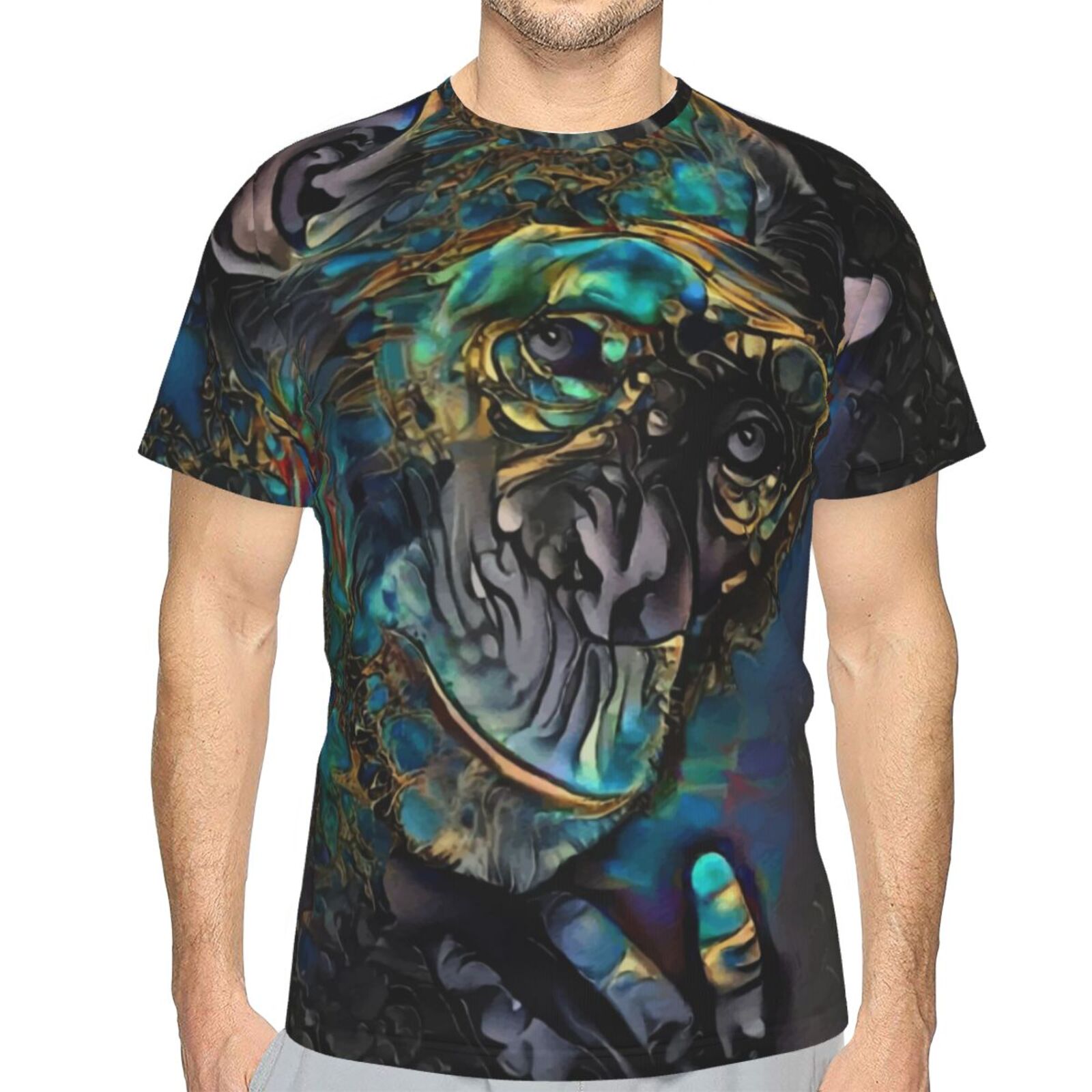 Camiseta Clássica Sangane Monkey Elementos De Mídia Mista