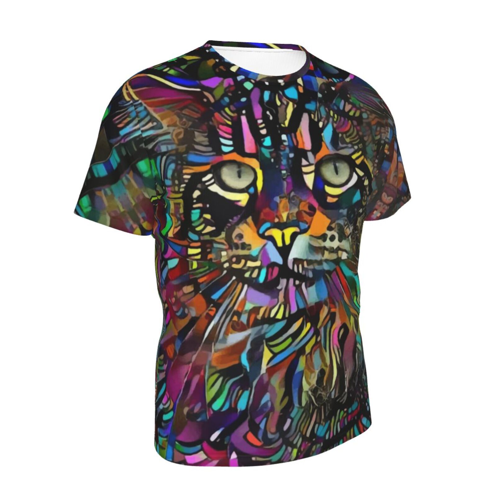 Camiseta Clássica Mangooz Gato Elementos De Mídia Mista