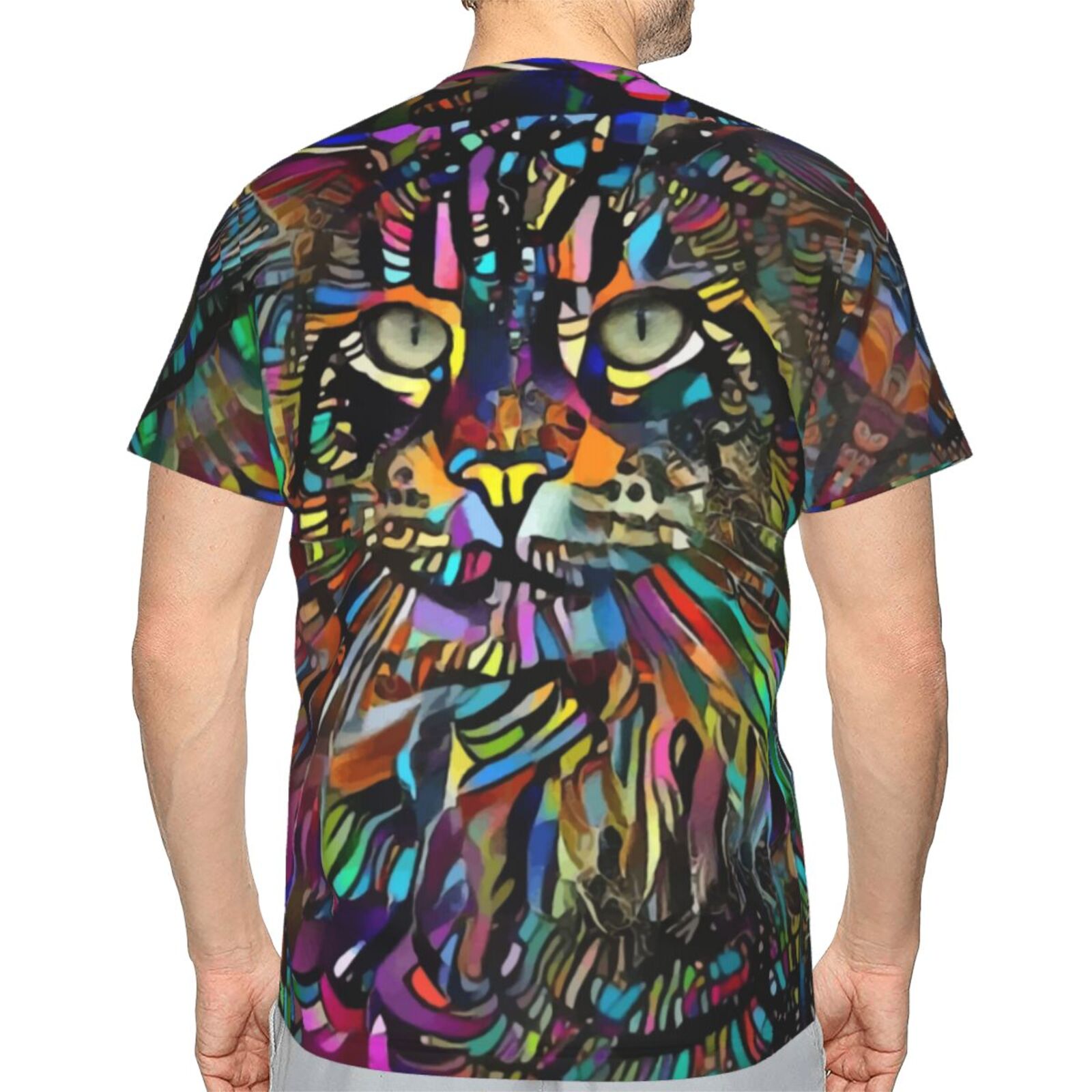 Camiseta Clássica Mangooz Gato Elementos De Mídia Mista